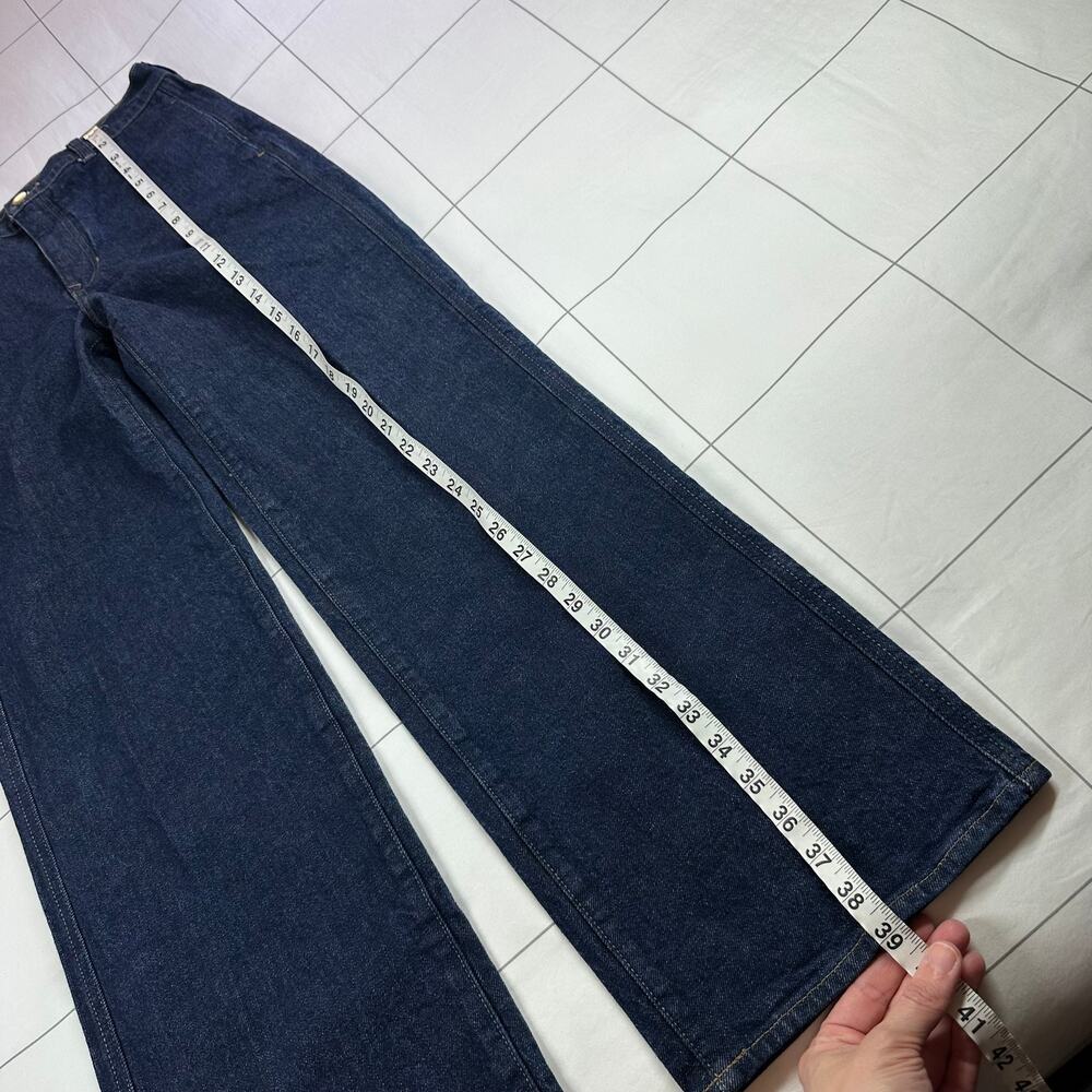 J.Crew Jeans Womens 27 Blue Full Length Slim Wide Trouser Dark Rinse Wash Denim - Picture 13 of 14